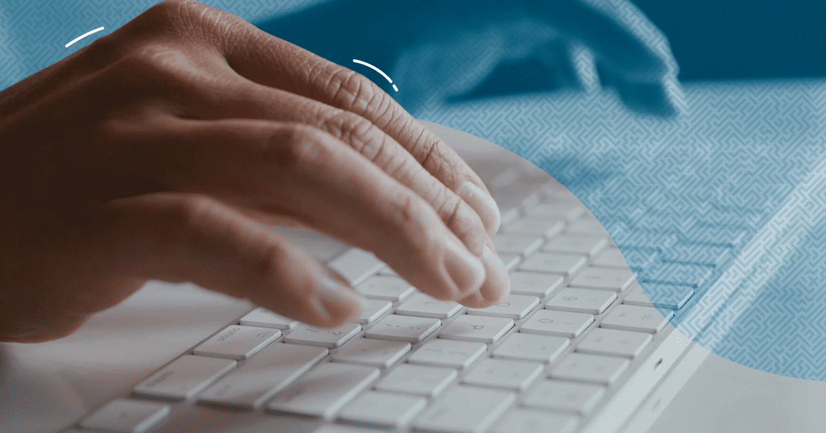 Man typing on computer keyboard - marketing and sales slang